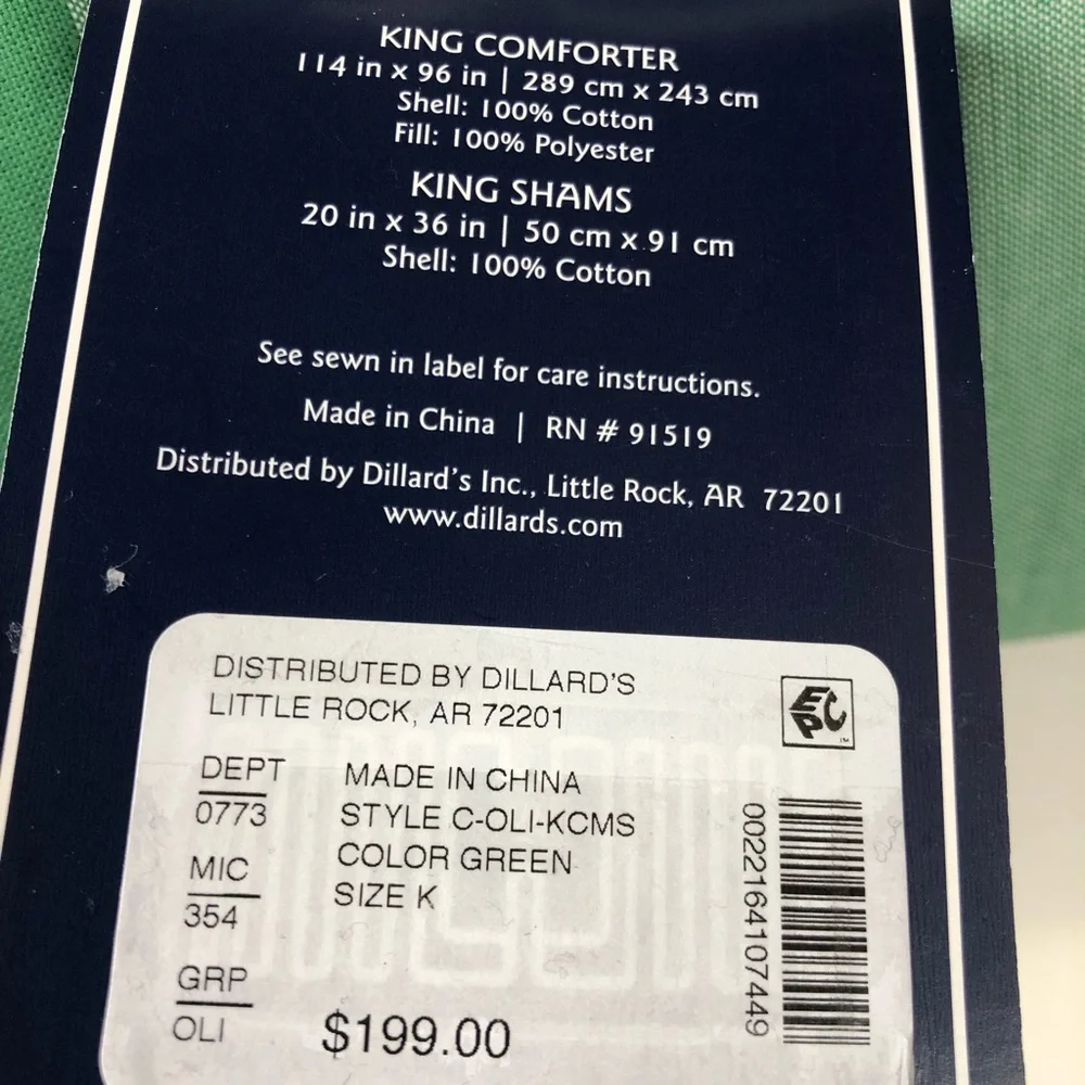 Daniel Cremieux 38 Plaid King Comforter Mini Set w King Pillow Shams NWT Green